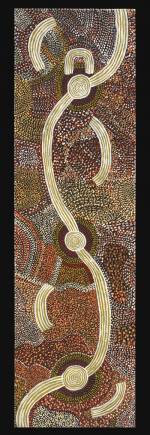David Corby Tjapaltjarri. <em>Dreaming of Matjadji (Matjatji),</em> 1975. Synthetic polymer paint on canvas, 1,652 x 478 mm. All works © the artists or their estates and licensed by Aboriginal Artists Agency, 2007