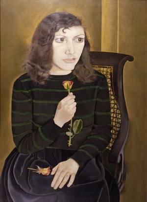 Lucian Freud.  Girl with Roses, 1947-8. Oil on canvas, 106 x 75 cm. © The Artist. Courtesy British Council Collection