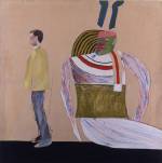 David Hockney. <em>Man in a Museum (Or You're In The Wrong Movie)</em>, 1962. Oil on canvas, 147.3 X 152.4 cm. © The Artist/Annely Juda. Courtesy British Council Collection.
