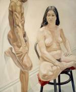 Philip Pearlstein. Standing Male, Sitting Female Nudes, 1969. Oil on canvas, 188 x 157.5 com (74 x 62 in).