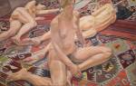 Philip Pearlstein. Two Models and Reflections, 1985. Oil on canvas, 152.5 x 243.8 cm (60 x 96 in).