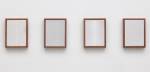 Anthony Pearson. Untitled (Four Part Etched Plaster), 2015. Pigmented hydrocal and medium coated pigmented hydrocal in walnut frames, each: 31.8 x 24.1 x 4.4 cm (12 1/2 x 9 1/2 x 1 3/4 in). Courtesy of the artist and Marianne Boesky Gallery, New York. © Anthony Pearson. Photograph: Lee Thompson.
