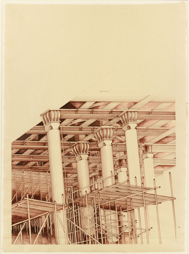 Deanna Petherbridge. Pink Warehouse (from Manchester Suite), 1982. Pen and ink on paper, 78 x 68 cm.