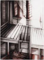 Deanna Petherbridge. The Cellar and the Attic (from Oneiric Houses), 1989. Pen and ink on paper, 150 x 110 cm.