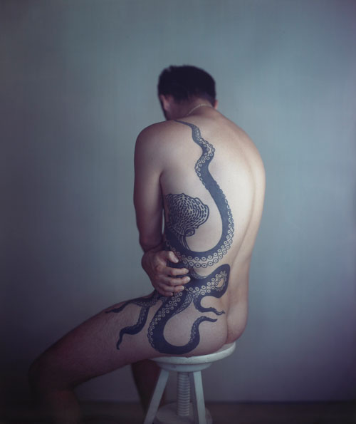 Richard Learoyd. Man with Octopus Tattoo II, 2011. Unique Ilfochrome photograph, 148.6 x 125.7 cm. Courtesy of McKee Gallery, New York. © Richard Learoyd, courtesy McKee Gallery New York.