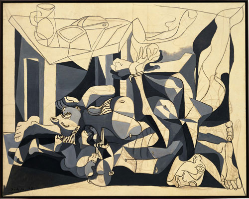 Pablo Picasso. <em>The Charnel House</em>, Paris, 1944-1945, dated 1945. Oil and charcoal on canvas, 6' 6 5/8'' x 8' 2 1/2'' (199.8 x 250.1 cm). Mrs. Sam A. Lewisohn Bequest (by exchange) and Mrs. Marya Bernhard Fund in memory of her husband Dr. Bernhard Bernhard and anonymous funds. © Succession Picasso/DACS 2009. Photo: © 2009 Digital image, The Museum of Modern Art NY/Scala, Florence.