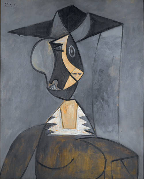 Pablo Picasso  (1881-1973). <em>Woman in Grey</em>, 1942. Oil on panel 39 1/4 x 31 7/8 in. (99.7 x 81.0 cm) The Alex Hillman Family Foundation, New York © 2006 Estate of Pablo Picasso/Artists Rights Society (ARS), New York