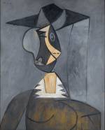 Pablo Picasso  (1881-1973). <em>Woman in Grey</em>, 1942. Oil on panel 39 1/4 x 31 7/8 in. (99.7 x 81.0 cm) The Alex Hillman Family Foundation, New York © 2006 Estate of Pablo Picasso/Artists Rights Society (ARS), New York