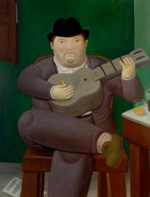 Fernando Botero. <em>Man with the Guitar</em>, 1989. Oil on canvas, 165 x 127 cm.