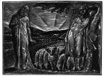 William Blake, <em>Thenot remonstates with Colinet, Lightfoot in the Distance.</em> From <em>Illustrations to Pastorals of Virgil,</em> 1821. Wood engraving on paper. Southampton City Art Gallery, David Brown Bequest