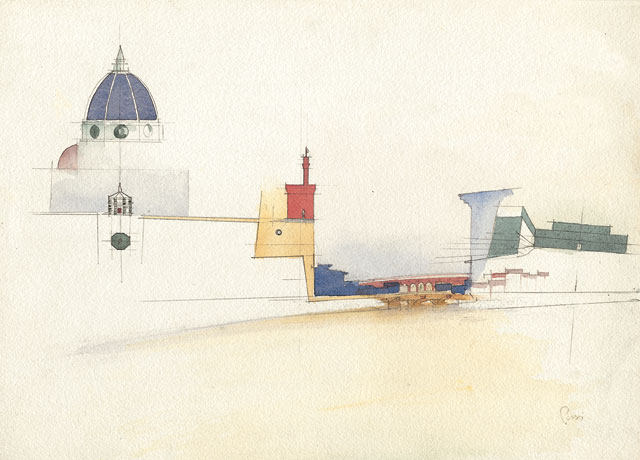 Andrea Ponsi. Florence, 1993. Watercolour on paper, 25 x 35 cm.