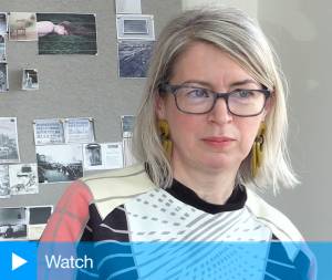 Elizabeth Price talking to Studio International at her south-east London studio, 4 May 2016. Photograph: Martin Kennedy.