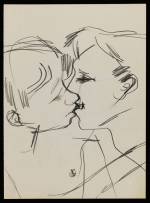 Keith Vaughan. Drawing of two men kissing, 1958–73. Graphite on paper, 28 x 20.5 cm. Tate Archive, © DACS, The Estate of Keith Vaughan.