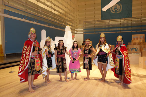 Estudiantina Boliviana NYC, after their welcoming performance. Photograph: Miguel Benavides.