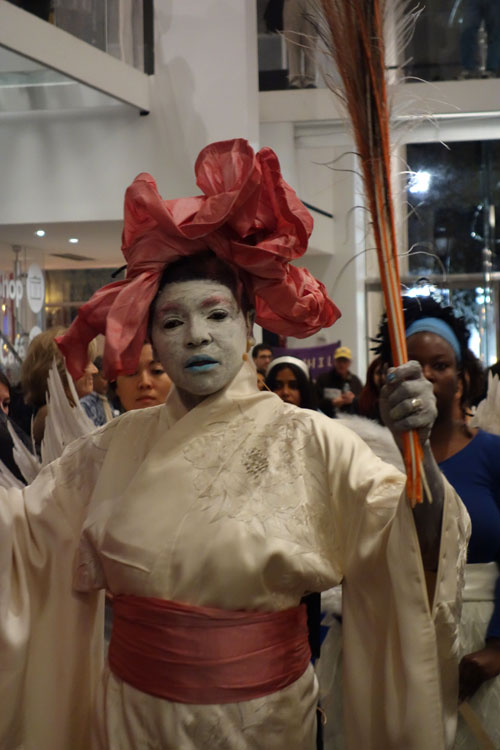 Maria Magdalena Campos-Pons and Neil Leonard's performance, Rosa de los Vientos, Winds Rose to celebrate the opening of Citizens of the World: Cuba in Queens. Photograph: Miguel Benavides.