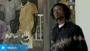 Eniwaye Oluwaseyi paints figures, including himself, friends and members of his family, within compositions that explore the transience of identity