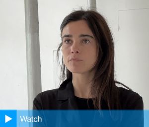 Nora Aurrekoetxea speaking to Studio International at Rijksakademie Open Studios, Amsterdam. Photo: Martin Kennedy.