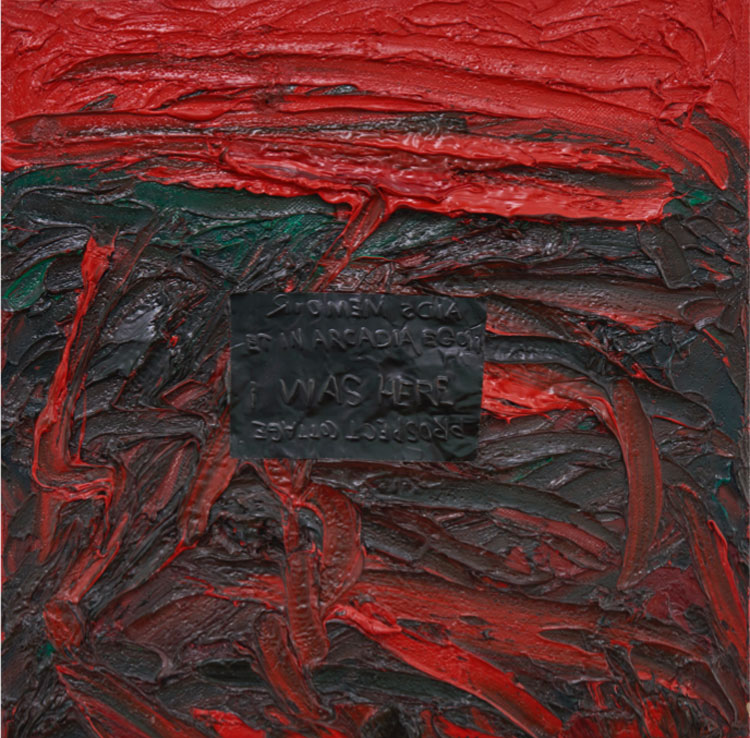 Derek Jarman. Et in Arcadia Ego (Aids Memoir Prospect Cottage), 1992. Oil on canvas with black metal foil, 40.6 x 40.6 x 3 cm. Courtesy Keith Collins Will Trust and Amanda Wilkinson, London.