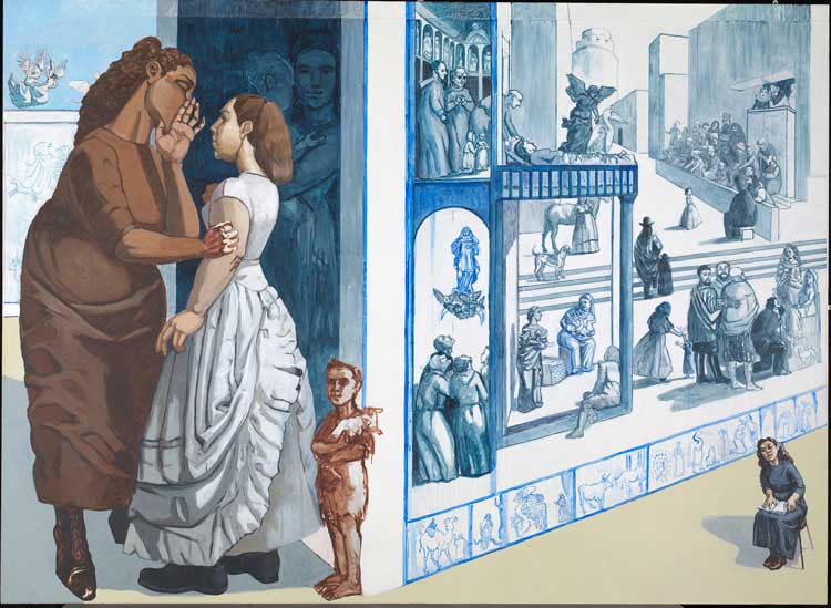 Paula Rego. Crivelli's Garden IV, 1990-91. Acrylic on canvas, 190 × 260.7 cm. The National Gallery, London. Presented by English Estates, 1991. © Ostrich Arts Ltd. Photo: The National Gallery, London.