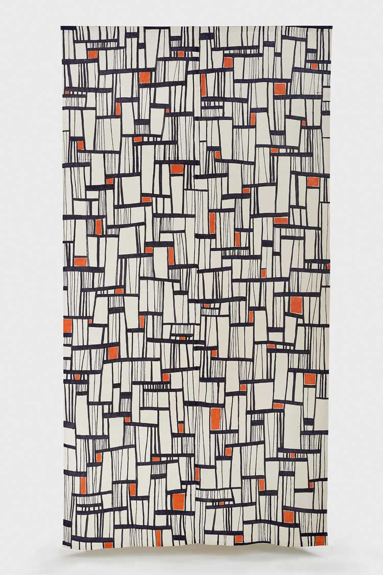 Irén Bódy, curtain, printed canvas, Hungary, 1959 © Museum of Applied Arts, Budapest.