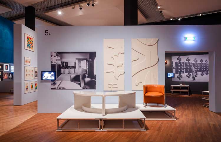 Retrotopia. Design for Socialist Spaces, installation view, Slovakia Section, Kunstgewerbemuseum + Kulturforum 2023. © Staatliche Museen zu Berlin / David von Becker.