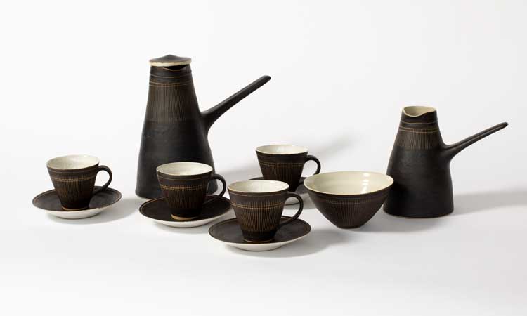 Lucie Rie, Coffee set, c1960. Stoneware. Private Collection. Photo: David Gerrans.