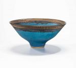 Lucie Rie, Turquoise bowl with bronze rim, 1980s. Stoneware. The Derek Williams Trust on long term loan to Amgueddfa Cymru-National Museum Wales. Image courtesy of Erskine, Hall & Coe; Photo: Michael Harvey.