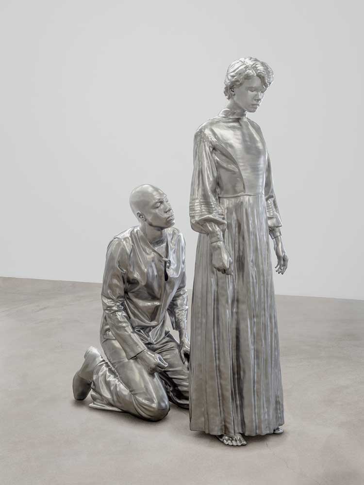 Charles Ray. Sarah Williams, 2021. Stainless steel, 239.1 x 78.7 x 173.4 cm, Collection of the artist, courtesy Matthew Marks Gallery.