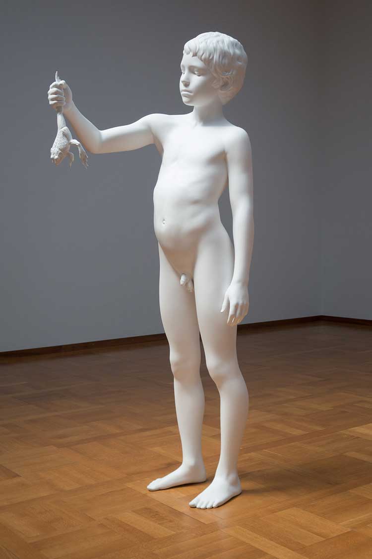 Charles Ray. Boy with frog, 2009. Painted stainless steel, 243.8 x 74.9 x 104.7 cm. Philadelphia Museum of Art, Promised gift of Keith L. and Katherine Sachs.