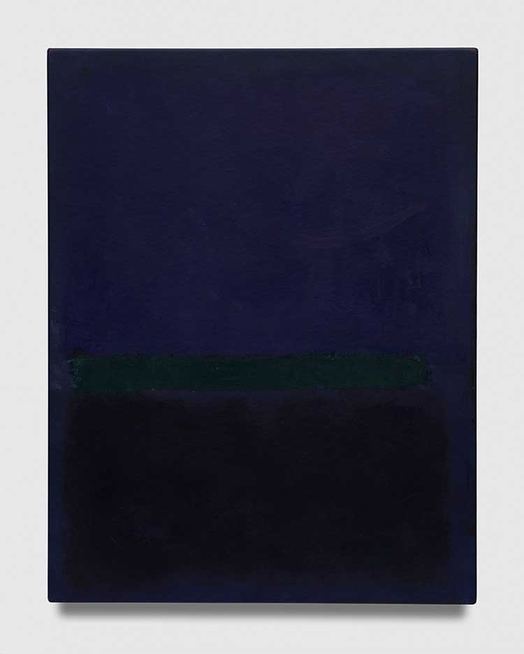 Mark Rothko. Untitled, 1968. Acrylic on paper mounted on panel, 33-1/16 × 25-5/8 × 1-3/8 in (84 × 65.1 × 3.5 cm). Artworks on paper by Mark Rothko Copyright © 2020 by Kate Rothko Prizel and Christopher Rothko.