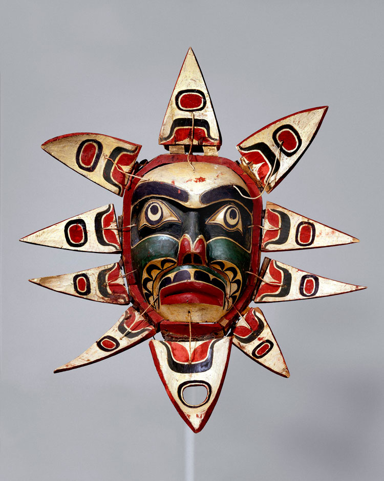 Kwakwaka'wakw potlatch transformation mask in the open position, revealing the sun or a starfish. © The Trustees of the British Museum. Image licensed under Creative Commons Attribution-NonCommercial-ShareAlike 4.0 International (CC BY-NC-SA 4.0).
