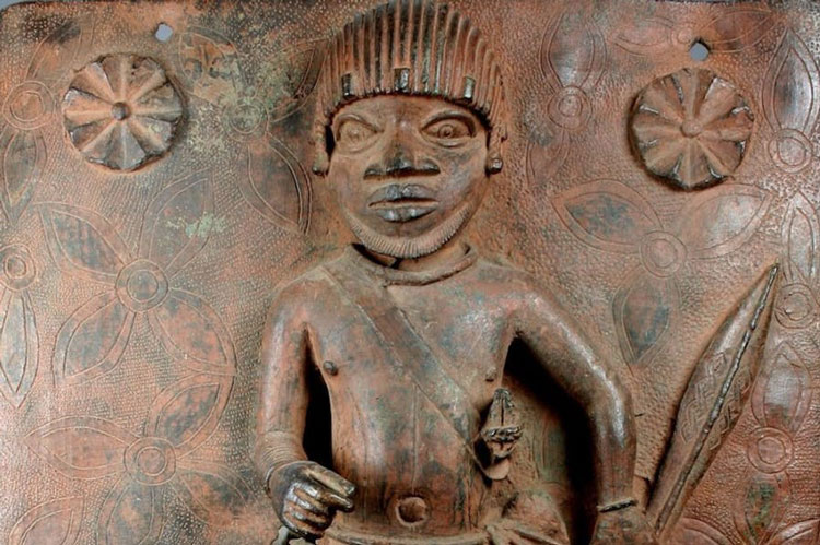 Detail of a 16th-century plaque depicting a junior court official in the Kingdom of Benin – one of two to be returned to Nigeria by the Metropolitan Museum of Art, New York. Photo: public domain.