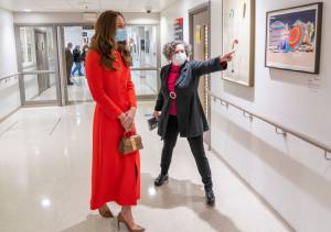 The Duchess of Cambridge meeting with Catsou Roberts, director of Vital Arts, at the Royal London Hospital. Photo: Arthur Edwards.