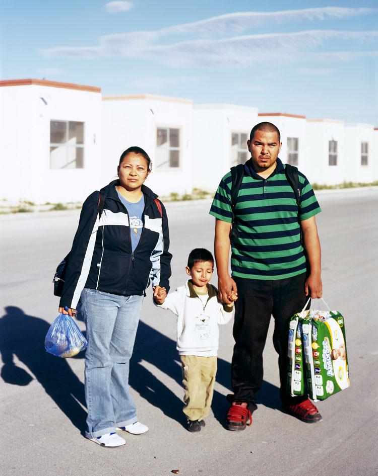 Alejandro Cartagena. Family walking home in a suburb in Juárez N.L from A Small Guide to Homeownership, 2020. © Alejandro Cartagena. Courtesy of the artist.