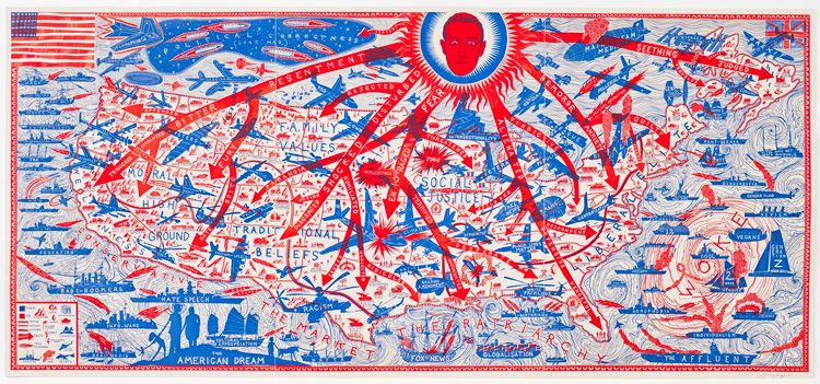 Grayson Perry, The American Dream. Etching, 109.6 x 239.8 cm. Grayson Perry & Paragon | Contemporary Editions Ltd, London. Photo: Stephen White & Co.