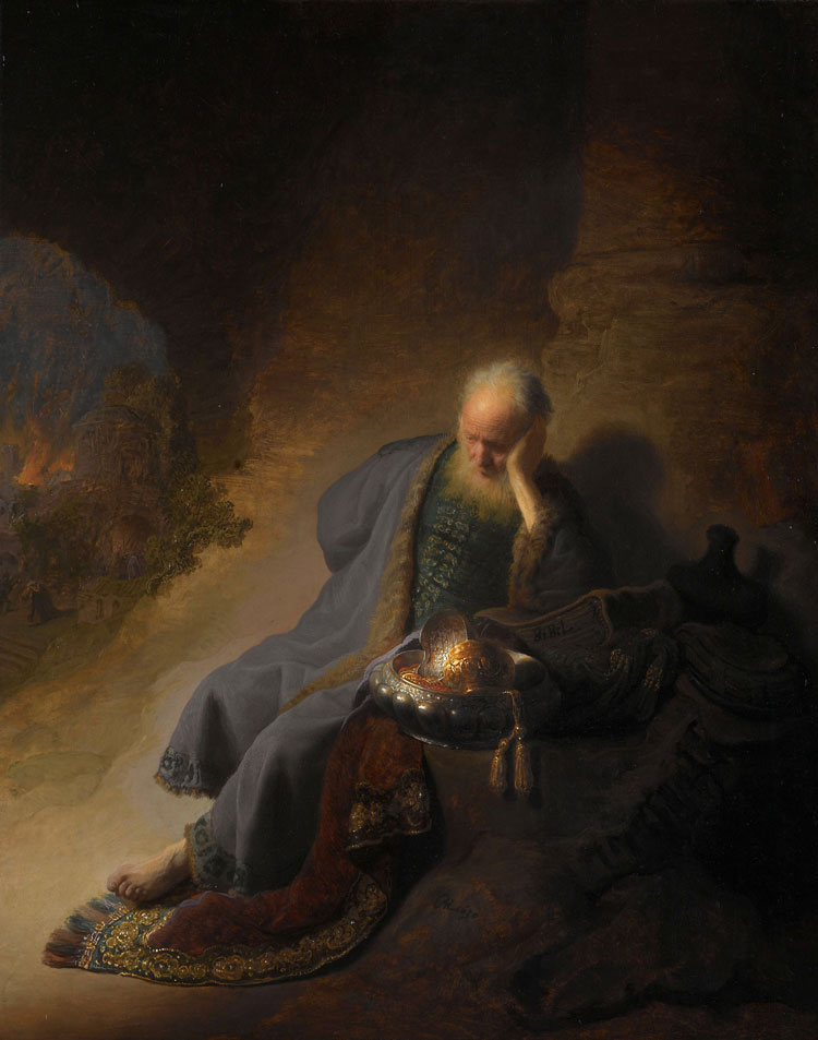 Rembrandt van Rijn (1606–69). Jeremiah Lamenting the Destruction of Jerusalem, 1630. Oil on panel, 58.3 x 46.6 cm. Rijksmuseum, Amsterdam.