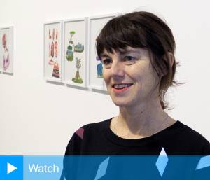 Christine Rebet talking to Studio International at the opening of Time Levitation, Parasol unit, London, January 2020. Photo: Martin Kennedy.