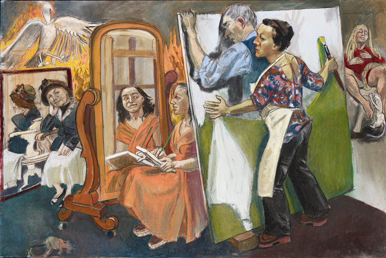 Paula Rego. Painting Him Out, 2011. Pastel on paper mounted on aluminium , 119.4 x 179.7 cm. Private collection © Paula Rego, courtesy of Marlborough, New York and London.