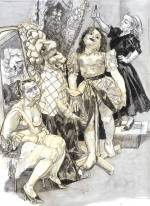 Paula Rego. Impailed, 2008. Conté pencil and ink wash on paper, 137 x 102 cm. Private collection. © Paula Rego, courtesy of Marlborough, 
New York and London.