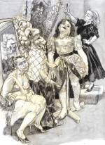 Paula Rego. Impailed, 2008. Conté pencil and ink wash on paper, 137 x 102 cm. Private collection. © Paula Rego, courtesy of Marlborough, 
New York and London.