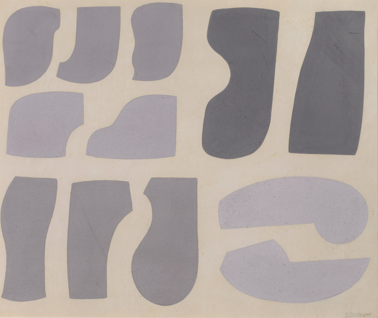 Jessica Dismorr. Related Forms, c1937. Collage and tempera on board, 39.9 x 46.8 cm. Courtesy Arts Council Collection, Southbank Centre, London.