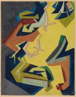 Helen Saunders. Vorticist Composition Yellow and Gree, c1915-16. Gouache on paper. The Samuel Courtauld Trust, The Courtauld Gallery, London © Estate of Helen Saunders.