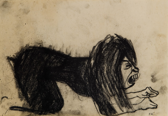 Paula Rego, Dog Woman, 1952. Pencil on paper, 15.5 x 21.5 cm. © Paula Rego Courtesy Marlborough Fine Art.