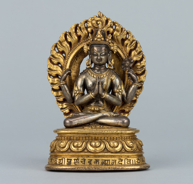 Avalokiteshvara, Nepal, Khasa Malla Kingdom, 14th century. Silver and gilt copper. The Nyingjei Lam Collection.