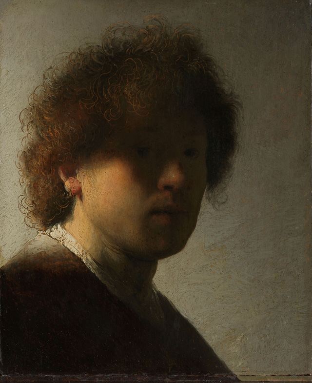 Rembrandt van Rijnb, Self-portrait with Tousled Hair, c1628–29. De Bruijn-van der Leeuw Bequest, Muri, Switzerland.