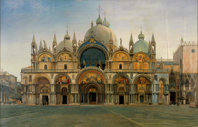 JW Bunney. Façade of San Marco, Venice, 1877-82. Oil on canvas.
© Collection of the Guild of St George / Museums Sheffield.