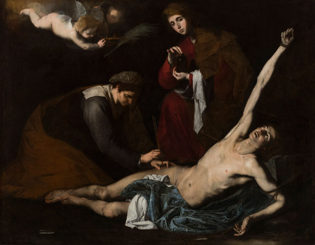 Jusepe de Ribera, Saint Sebastian Tended by the Holy Women, c1620-23. Oil on canvas, 180 x 231 cm. Museo de Bellas Artes de Bilbao. © Bilboko Arte Ederren Museoa-Museo de Bellas Artes de Bilbao.