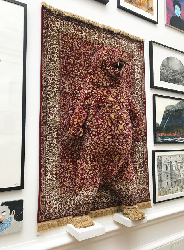 Debbie Lawson. Red Bear. Carpet and mixed media, 230 x 160 x 45 cm. Photograph: Martin Kennedy.