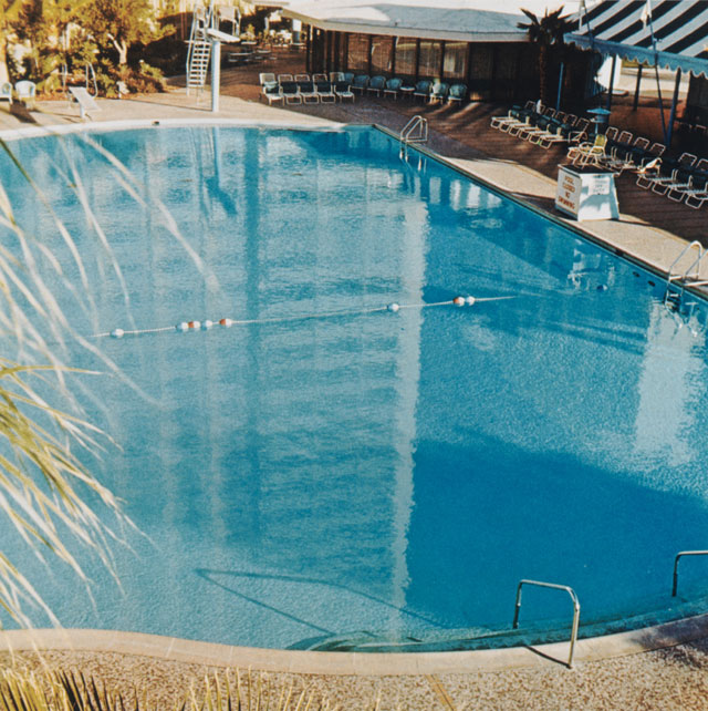 Ed Ruscha. Pool #8, 1968 / 1997. Colour photograph, 39.4 x 39.4 cm. Collection: Scottish National Gallery of Modern Art. Artist Rooms National Galleries of Scotland and Tate. Lent by the Artist Rooms Foundation 2011. © Ed Ruscha.