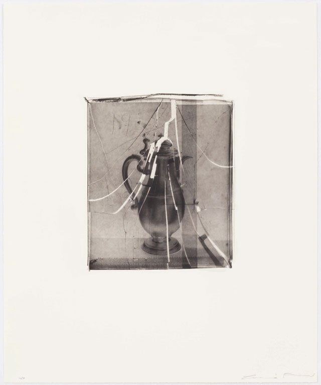 Cornelia Parker. Coffee Pot Hit with a Monkey Wrench. Polymer photogravure etching, 74 x 62 cm. Photograph courtesy of the artist and Alan Cristea Gallery.